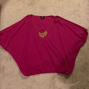 IZ Byer Cut shoulder Top w/ attached Gold Necklace